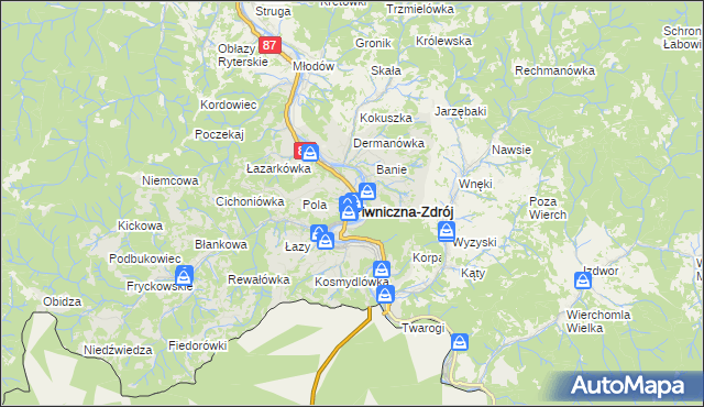 mapa Piwniczna-Zdrój, Piwniczna-Zdrój na mapie Targeo