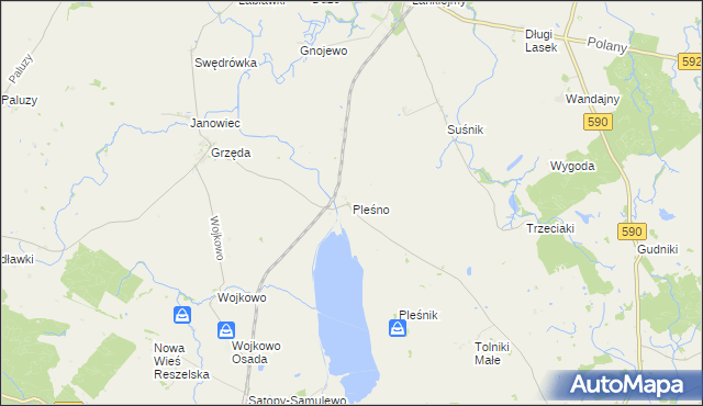 mapa Pleśno gmina Bisztynek, Pleśno gmina Bisztynek na mapie Targeo