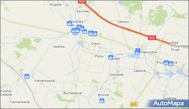 mapa Płonki, Płonki na mapie Targeo