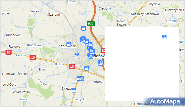 mapa Płońsk, Płońsk na mapie Targeo