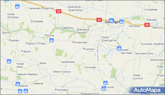 mapa Pluskocin gmina Dzierzążnia, Pluskocin gmina Dzierzążnia na mapie Targeo