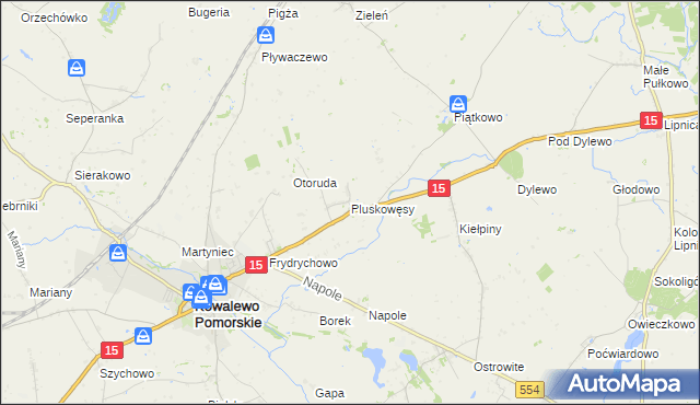 mapa Pluskowęsy gmina Kowalewo Pomorskie, Pluskowęsy gmina Kowalewo Pomorskie na mapie Targeo