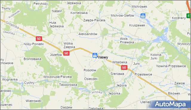 mapa Pniewy powiat grójecki, Pniewy powiat grójecki na mapie Targeo