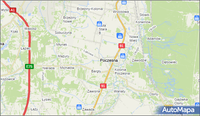 mapa Poczesna, Poczesna na mapie Targeo