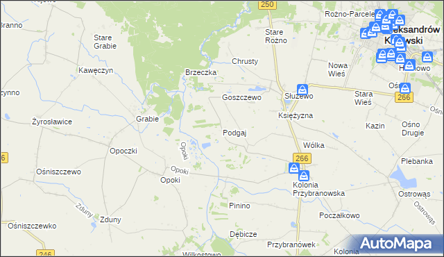 mapa Podgaj gmina Aleksandrów Kujawski, Podgaj gmina Aleksandrów Kujawski na mapie Targeo
