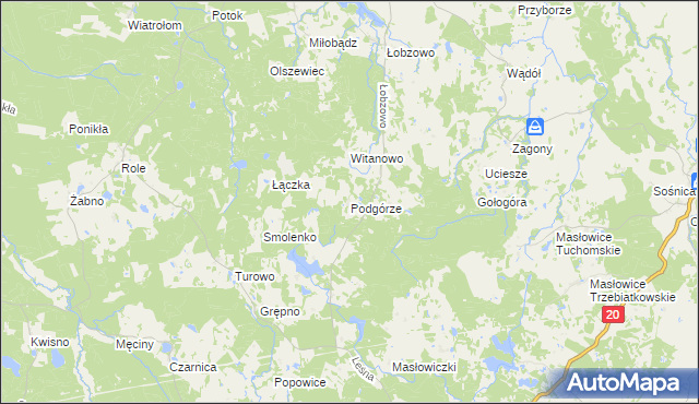 mapa Podgórze gmina Kołczygłowy, Podgórze gmina Kołczygłowy na mapie Targeo