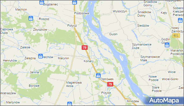 mapa Podgórzyce gmina Warka, Podgórzyce gmina Warka na mapie Targeo