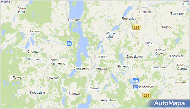 mapa Podjazy, Podjazy na mapie Targeo