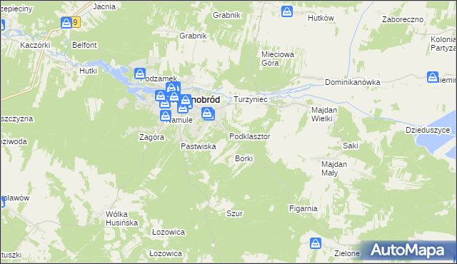 mapa Podklasztor gmina Krasnobród, Podklasztor gmina Krasnobród na mapie Targeo