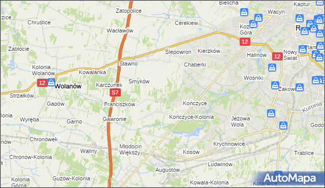 mapa Podkończyce, Podkończyce na mapie Targeo