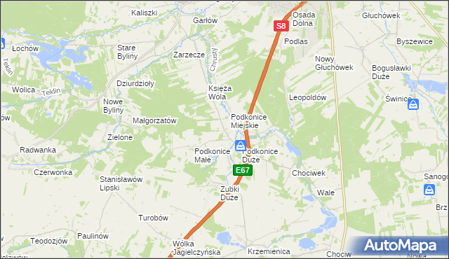 mapa Podkońska Wola, Podkońska Wola na mapie Targeo