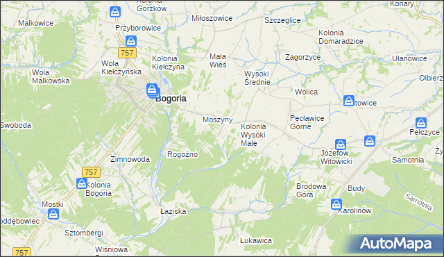 mapa Podlesie gmina Bogoria, Podlesie gmina Bogoria na mapie Targeo