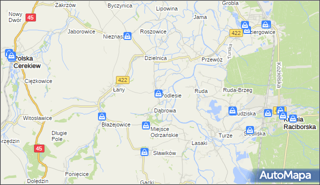 mapa Podlesie gmina Cisek, Podlesie gmina Cisek na mapie Targeo