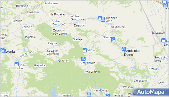 mapa Podlesie gmina Grodzisko Dolne, Podlesie gmina Grodzisko Dolne na mapie Targeo