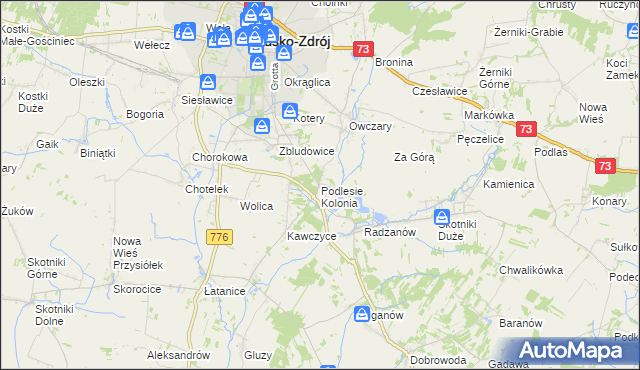 mapa Podlesie Kolonia gmina Busko-Zdrój, Podlesie Kolonia gmina Busko-Zdrój na mapie Targeo