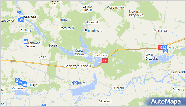 mapa Podlodów gmina Ułęż, Podlodów gmina Ułęż na mapie Targeo