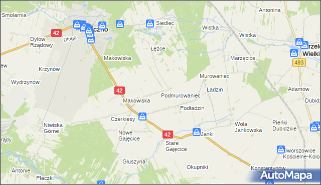 mapa Podmurowaniec, Podmurowaniec na mapie Targeo