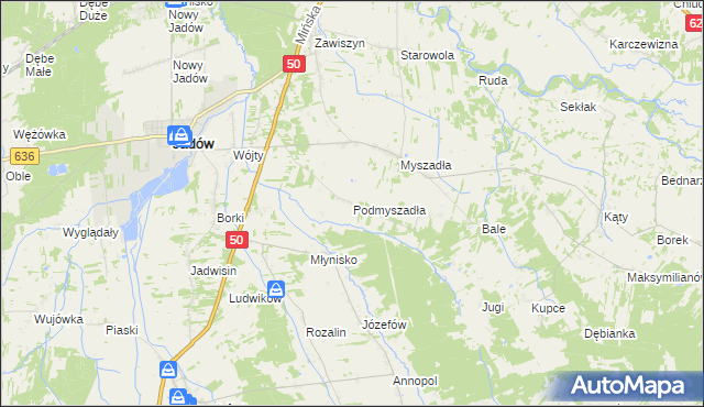 mapa Podmyszadła, Podmyszadła na mapie Targeo