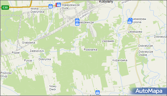 mapa Podolanka, Podolanka na mapie Targeo