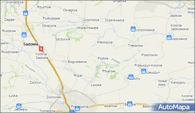 mapa Podole gmina Opatów, Podole gmina Opatów na mapie Targeo