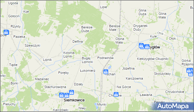 mapa Podrwinów, Podrwinów na mapie Targeo