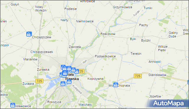 mapa Podsędkowice, Podsędkowice na mapie Targeo