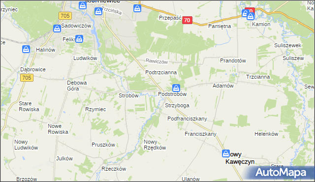 mapa Podstrobów, Podstrobów na mapie Targeo