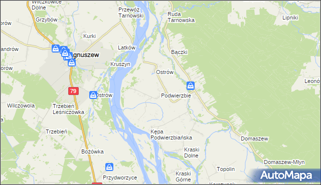 mapa Podwierzbie gmina Maciejowice, Podwierzbie gmina Maciejowice na mapie Targeo