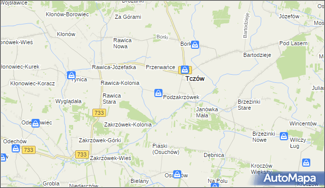 mapa Podzakrzówek, Podzakrzówek na mapie Targeo