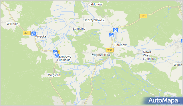 mapa Pogorzeliska, Pogorzeliska na mapie Targeo