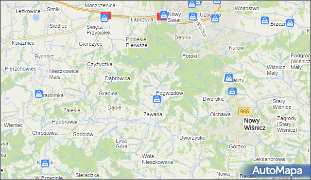 mapa Pogwizdów gmina Bochnia, Pogwizdów gmina Bochnia na mapie Targeo