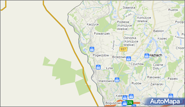 mapa Pogwizdów gmina Hażlach, Pogwizdów gmina Hażlach na mapie Targeo