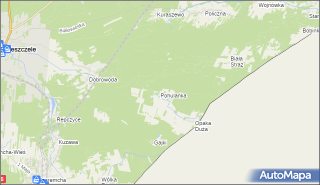 mapa Pohulanka gmina Czeremcha, Pohulanka gmina Czeremcha na mapie Targeo