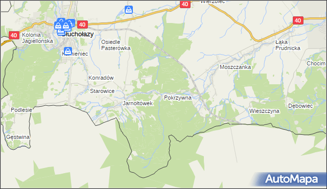 mapa Pokrzywna gmina Głuchołazy, Pokrzywna gmina Głuchołazy na mapie Targeo