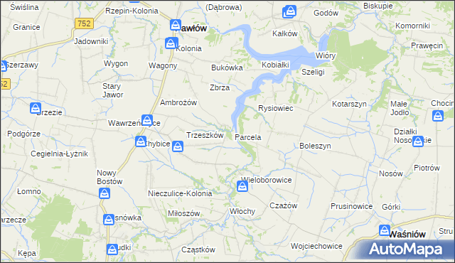 mapa Pokrzywnica gmina Pawłów, Pokrzywnica gmina Pawłów na mapie Targeo