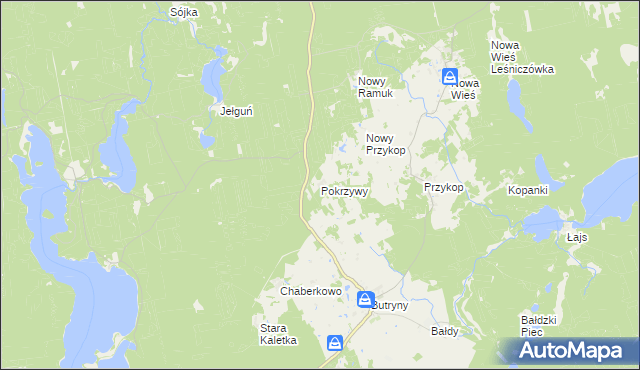 mapa Pokrzywy gmina Purda, Pokrzywy gmina Purda na mapie Targeo