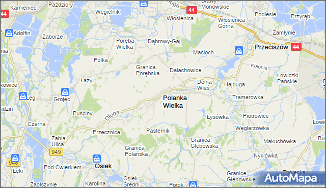 mapa Polanka Wielka, Polanka Wielka na mapie Targeo