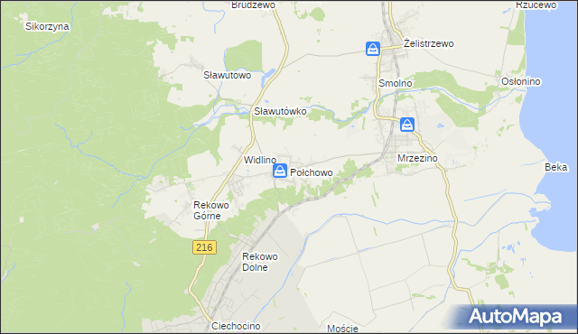mapa Połchowo gmina Puck, Połchowo gmina Puck na mapie Targeo