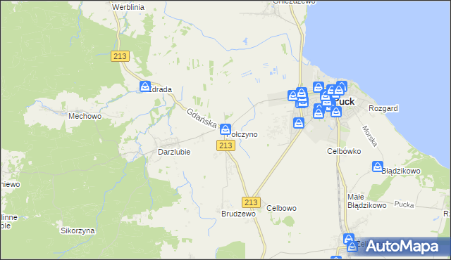 mapa Połczyno gmina Puck, Połczyno gmina Puck na mapie Targeo