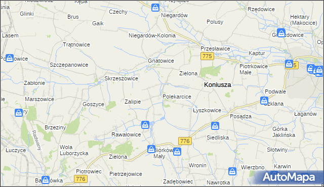 mapa Polekarcice, Polekarcice na mapie Targeo