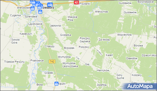 mapa Policzko, Policzko na mapie Targeo