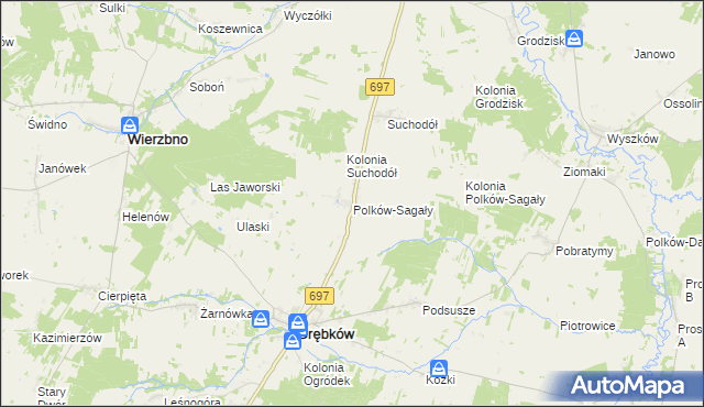 mapa Polków-Sagały, Polków-Sagały na mapie Targeo