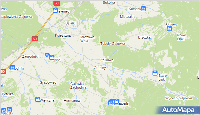 mapa Polkowo gmina Stoczek, Polkowo gmina Stoczek na mapie Targeo