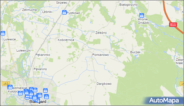 mapa Pomianowo gmina Białogard, Pomianowo gmina Białogard na mapie Targeo