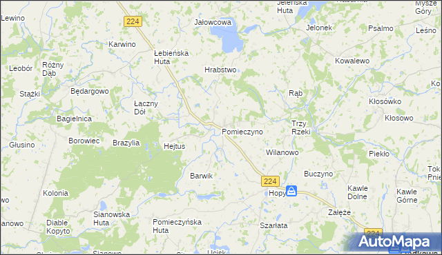 mapa Pomieczyno, Pomieczyno na mapie Targeo