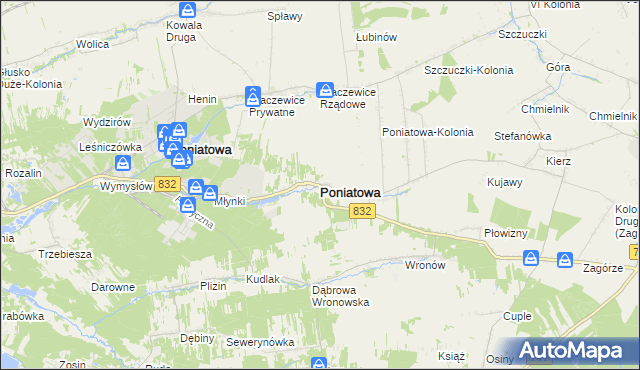 mapa Poniatowa powiat opolski, Poniatowa powiat opolski na mapie Targeo