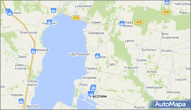 mapa Popów gmina Pęczniew, Popów gmina Pęczniew na mapie Targeo