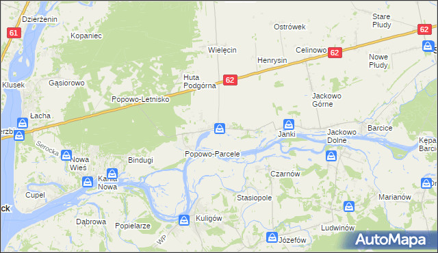 mapa Popowo Kościelne gmina Somianka, Popowo Kościelne gmina Somianka na mapie Targeo