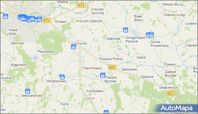 mapa Popowo-Północ, Popowo-Północ na mapie Targeo