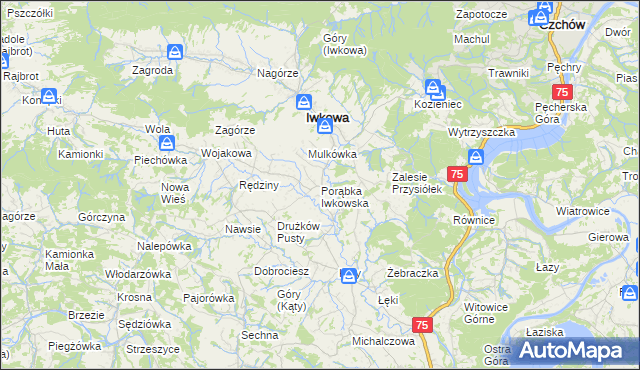 mapa Porąbka Iwkowska, Porąbka Iwkowska na mapie Targeo